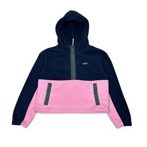 Patagonia Microdini Cropped Hoody Pullover Fleece Kids Medium Granola